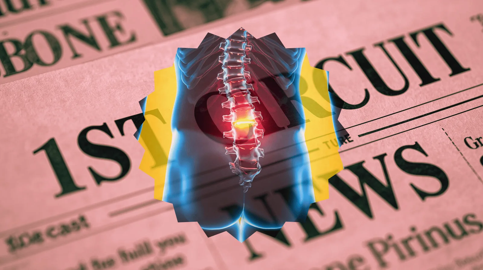1st Circuit Spinal Cord Stimulator News headline featuring inflamed nerves in the lower back.