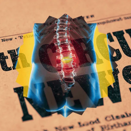 10th Circuit Spinal Cord Stimulator News headline featuring inflamed nerves in the lower back.