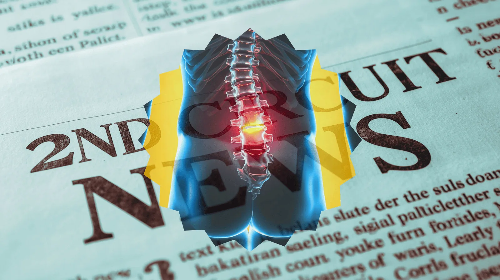 2nd Circuit Spinal Cord Stimulator News headline featuring inflamed nerves in the lower back.