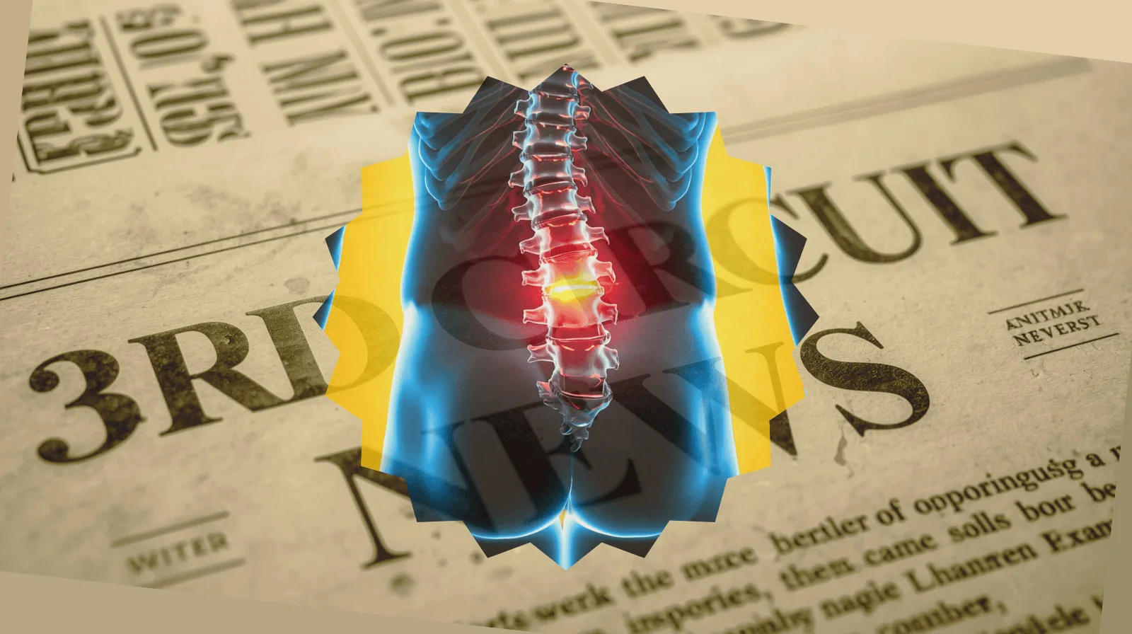 3rd Circuit Spinal Cord Stimulator News headline featuring inflamed nerves in the lower back.