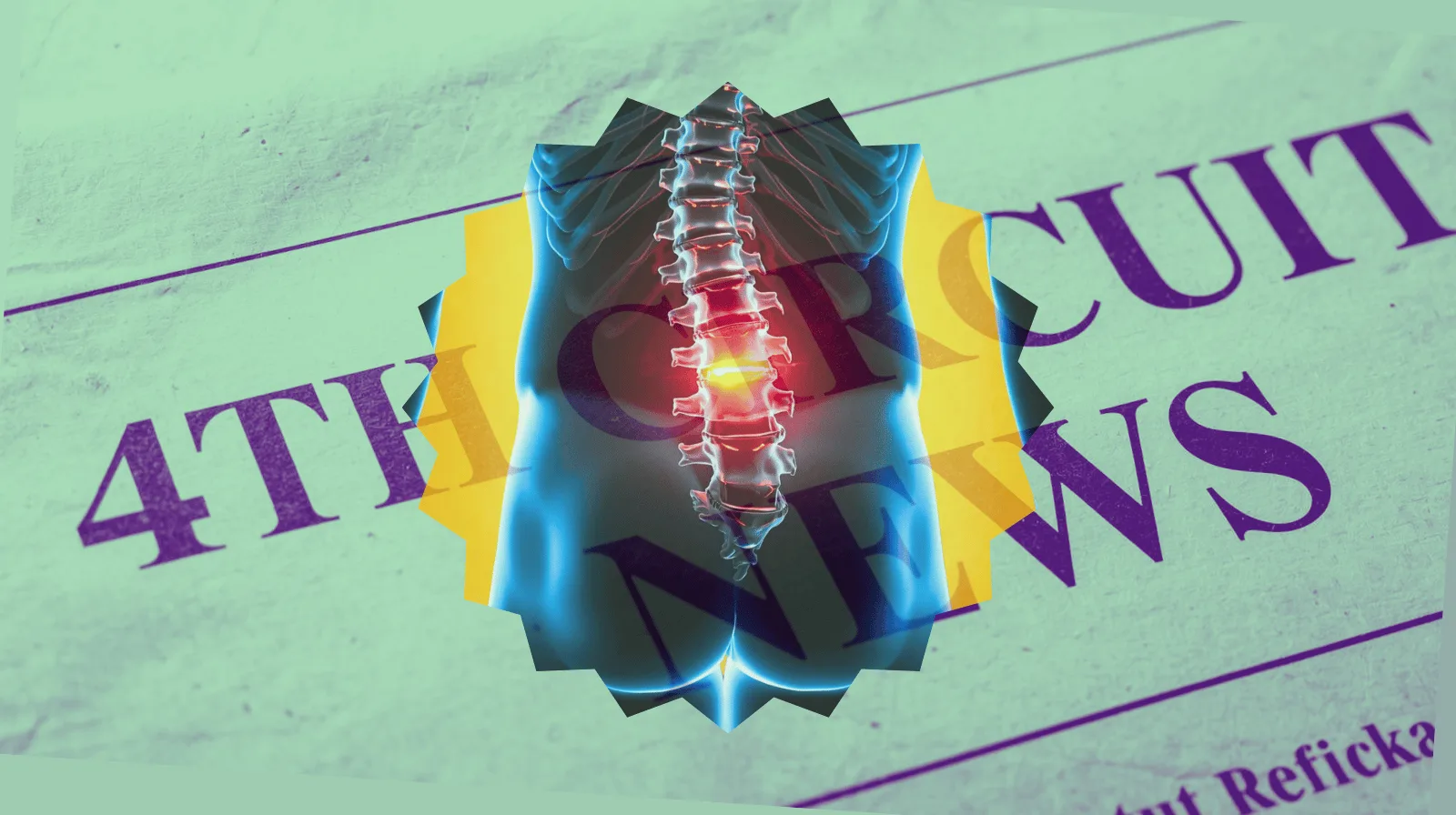 4th Circuit Spinal Cord Stimulator News headline featuring inflamed nerves in the lower back.