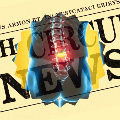 5th Circuit Spinal Cord Stimulator News headline featuring inflamed nerves in the lower back.