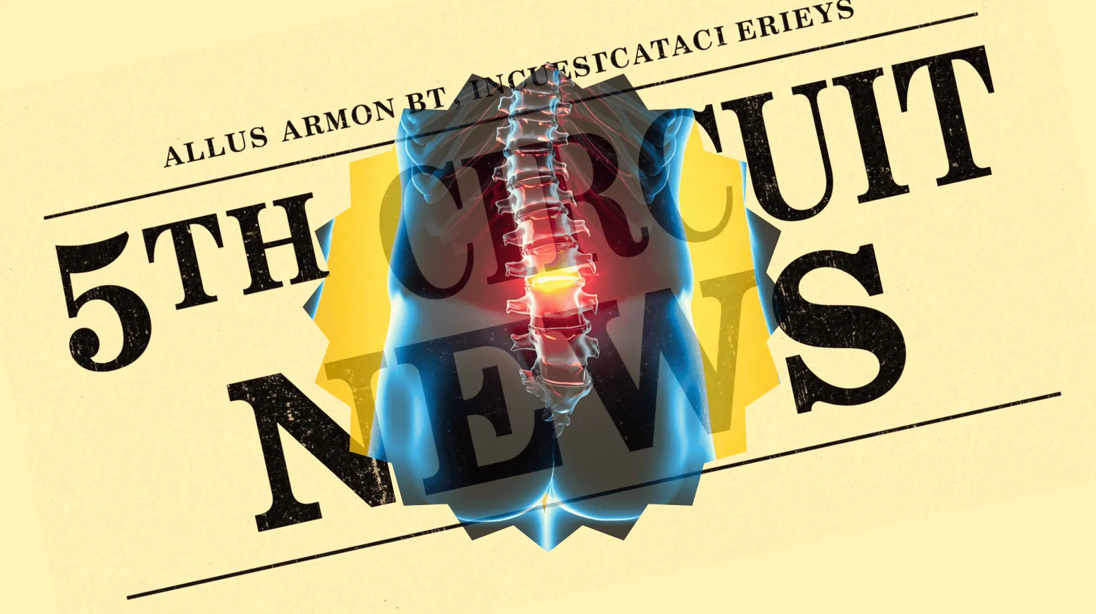 5th Circuit Spinal Cord Stimulator News headline featuring inflamed nerves in the lower back.