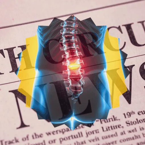8th Circuit Spinal Cord Stimulator News headline featuring inflamed nerves in the lower back.